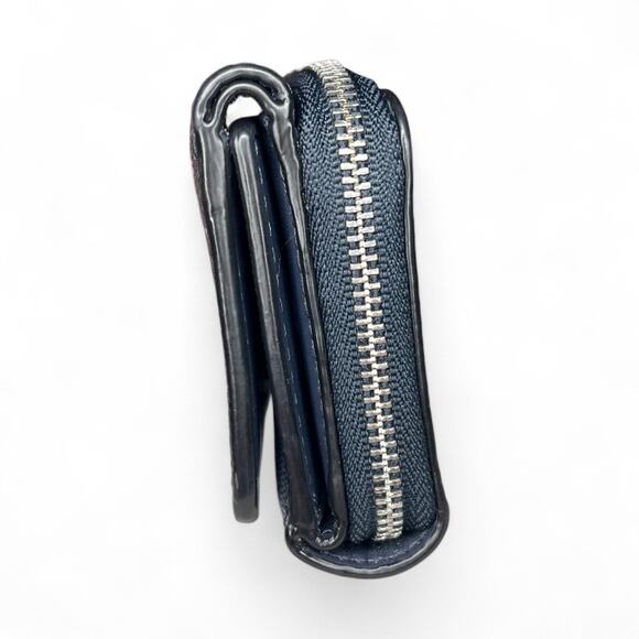 Coach Small Trifold Wallet Navy Snowflake Holiday Limited Edition Gift - Picture 2 of 12